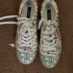 Red white and Black sneakers